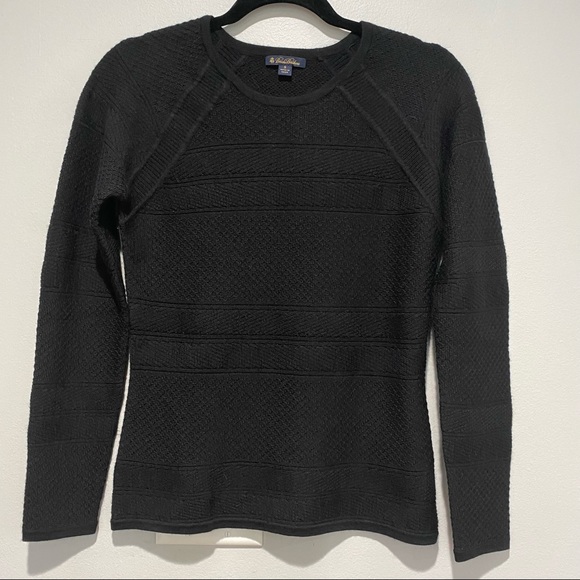 Brooks Brothers Black Merino Wool Silk Cashmere Blend Sweater Small - Picture 1 of 8